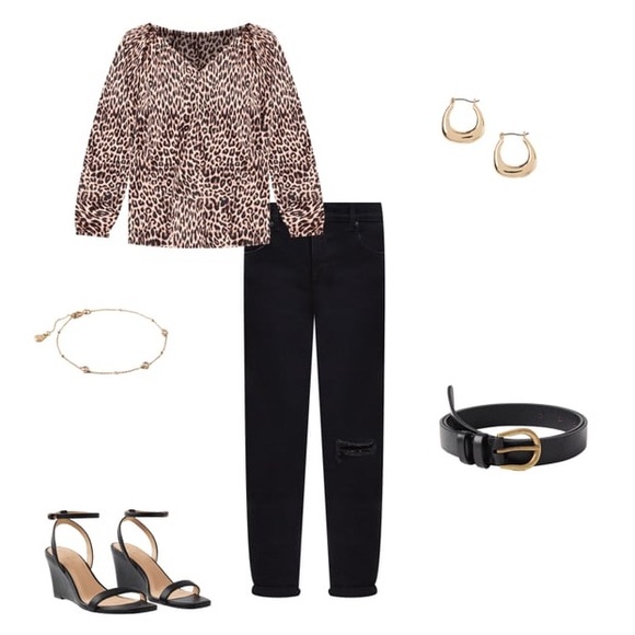 LOFT M Leopard Print Pleated Sleeve V-Neck Top Blouse • Silky Animal - Picture 11 of 13